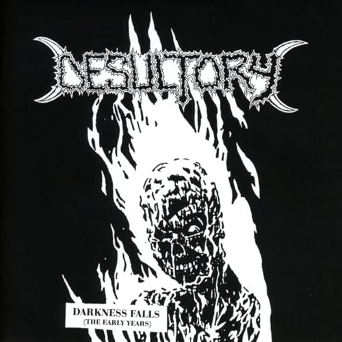 Black and white CD cover with band name "Desultory" and a screaming skull.