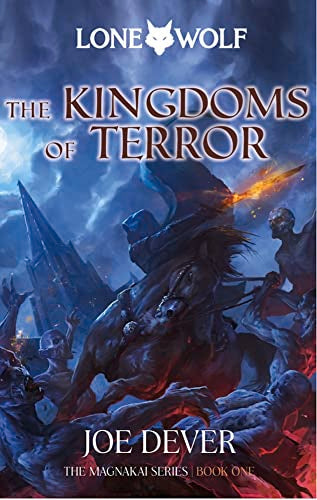 Book cover: fantasy illustration of a warrior and monstrous figures.