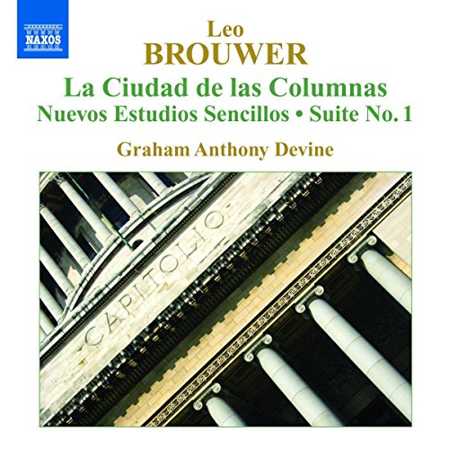 CD cover featuring classical guitar music by Brouwer with a columned building.