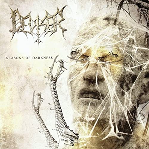 Album cover showing a textured human face covered in white webbing and skeletal structures.