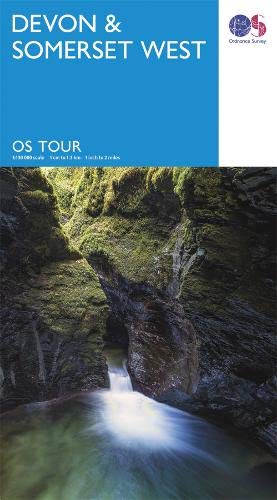 Map cover: Devon & Somerset West, featuring a waterfall in a gorge.