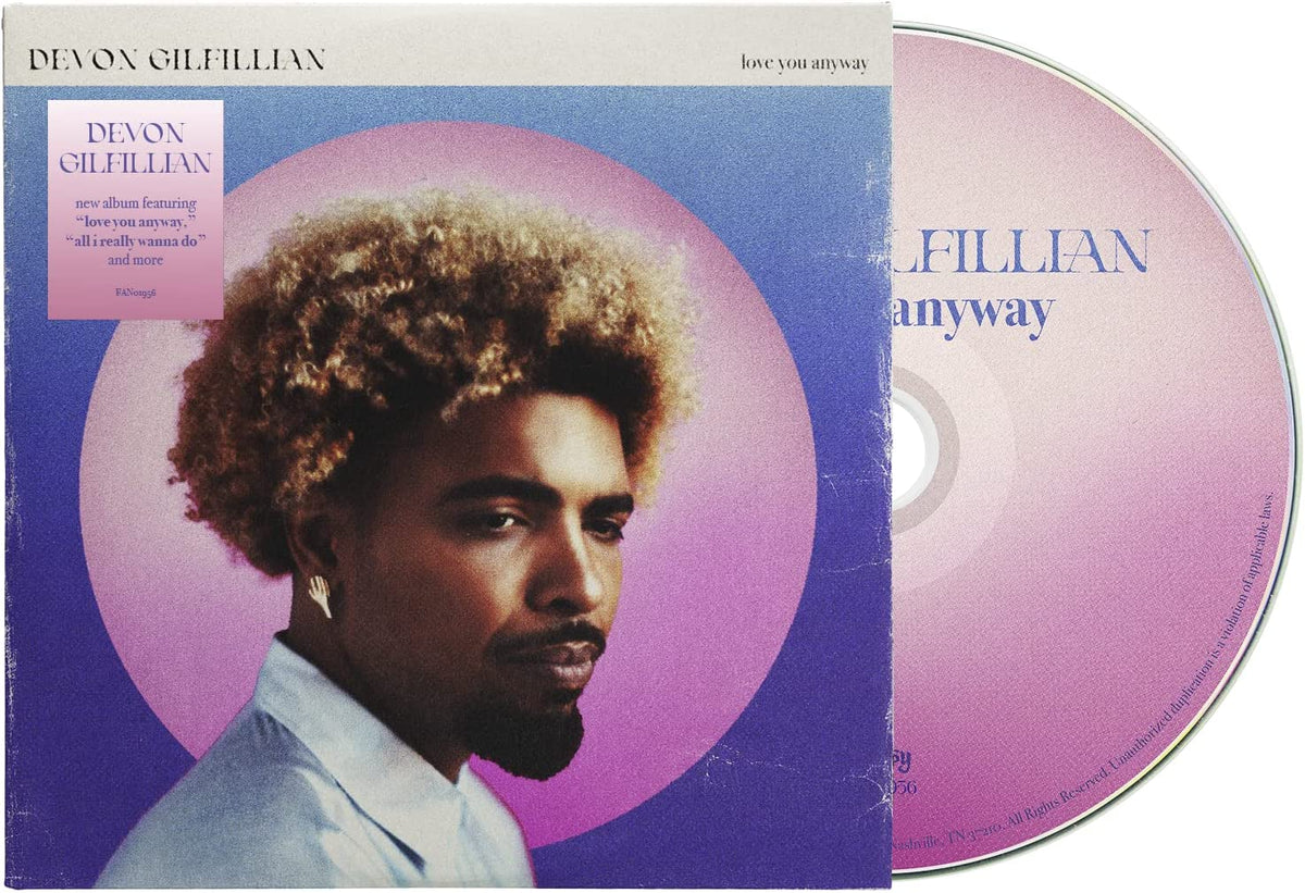 CD cover for Devon Gilfillian’s “Love You Anyway” album, featuring his portrait.