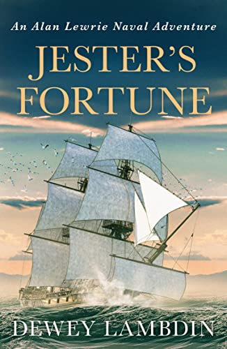 Book cover: sailing ship on stormy seas, titled "Jester's Fortune".