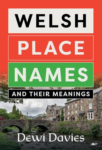Book cover: "Welsh Place Names" with a Welsh townscape background.