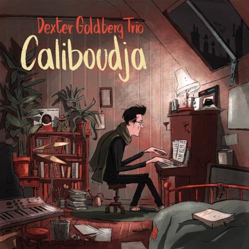 CD cover: illustrated man at piano in a detailed, cozy room.