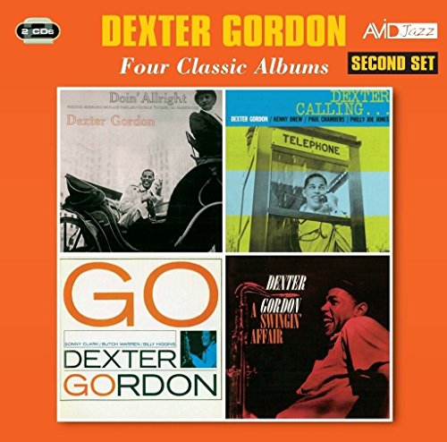 CD cover featuring four classic Dexter Gordon jazz album artworks on an orange background.