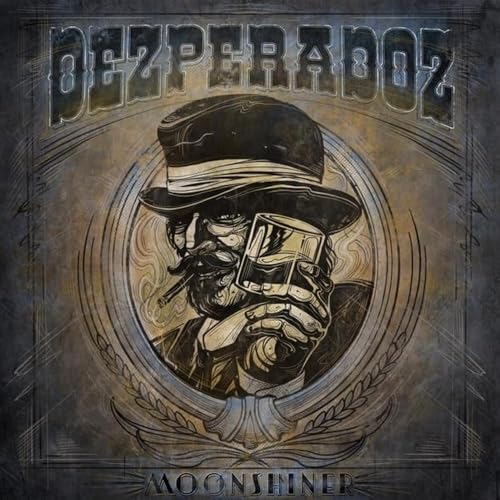 CD cover for Dezperadoz’s “Moonshiner” featuring a man with a hat and glass.
