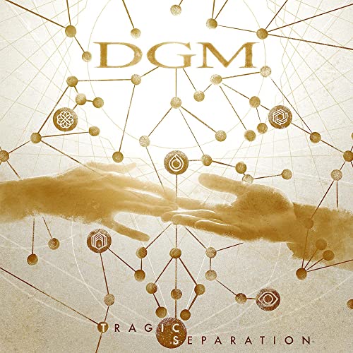 Album cover for DGMās āTragic Separationā featuring hands and geometric design.