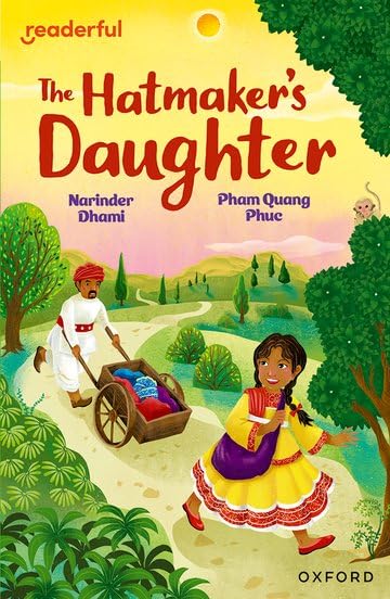 Book cover: “The Hatmaker’s Daughter” depicts a girl and man with a cart.