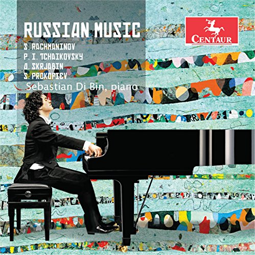 "CD cover featuring a man playing piano against a multicolored abstract background."