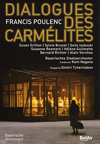DVD cover for Dialogues des Carmélites showing a lit greenhouse structure against a dark background.