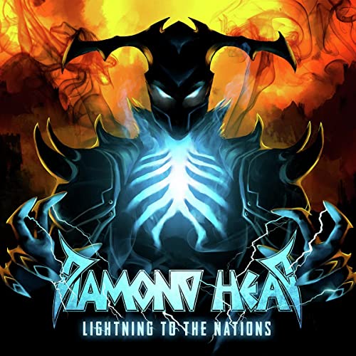 Diamond Head album cover featuring a glowing, armored figure against fire.