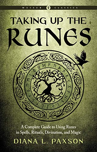 Book cover featuring a tree and runes in a circle with a flying raven.