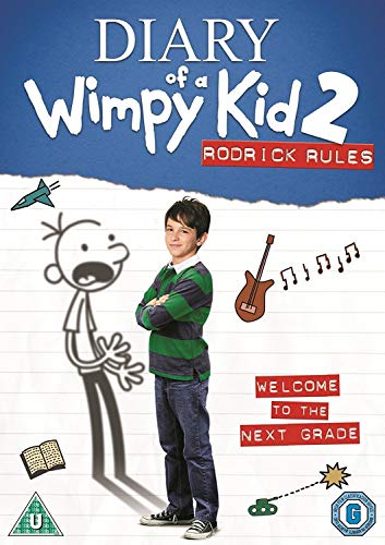 Diary of a Wimpy Kid 2" DVD cover with a boy and cartoon sketch.