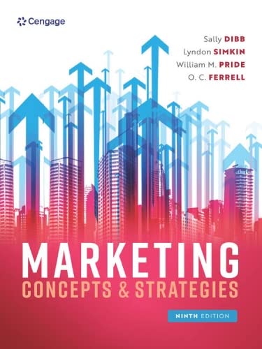 Textbook cover for "Marketing Concepts & Strategies," ninth edition, with city skyline.
