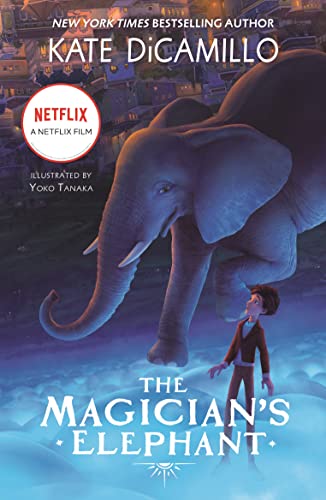 Book cover featuring an elephant and boy with a city backdrop.