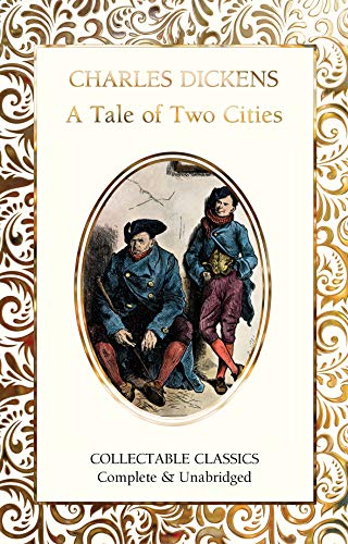Book cover of “A Tale of Two Cities” with two men in historical dress.