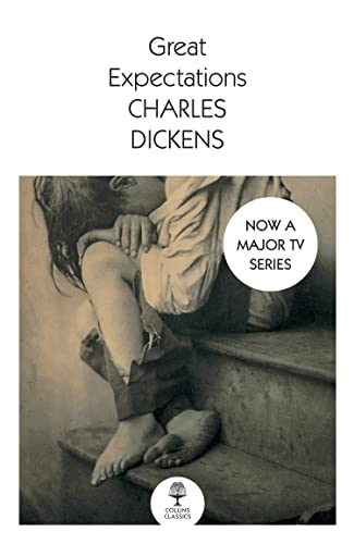 Book cover of “Great Expectations” featuring a child sitting on steps.