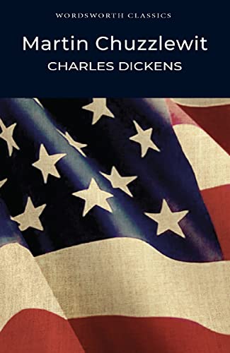 Book cover for Martin Chuzzlewit by Charles Dickens featuring an American flag background.
