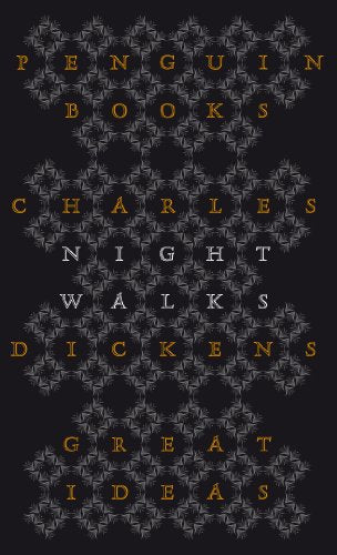 Black book cover with gold and white text reading Night Walks by Charles Dickens.