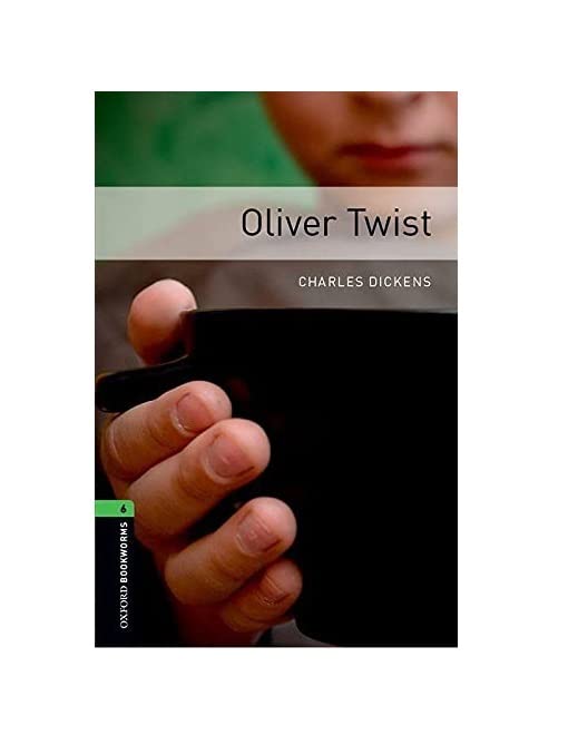 Book cover of “Oliver Twist” by Charles Dickens, dark background.