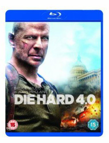 “Die Hard 4.0” Blu-ray cover featuring Bruce Willis and Washington D.C. skyline.