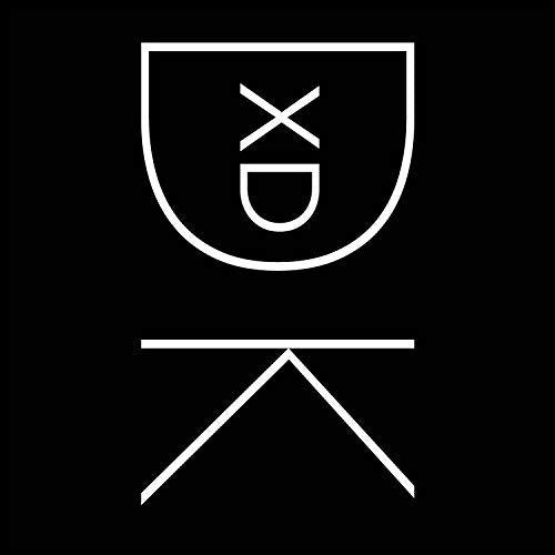 The image is a simple white logo on a black background. * The logo is composed of two parts: * A shield-like shape at the top * A tripod-like shape at the bottom * The shield-like shape has a white outline and contains a symbol inside, consisting of: + A half-circle + An "X" above it * The tripod-like shape is also outlined in white and has three lines extending from a central point, resembling a