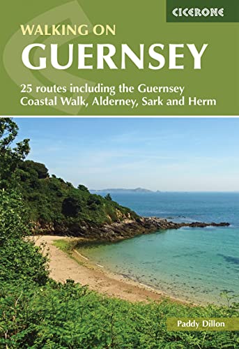 Book cover: “Walking on Guernsey” with coastal landscape image.