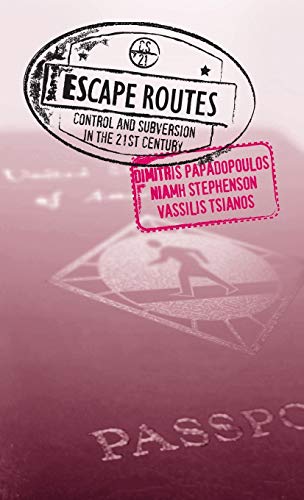 Book cover with passport imagery, stamps, and a silhouetted figure.