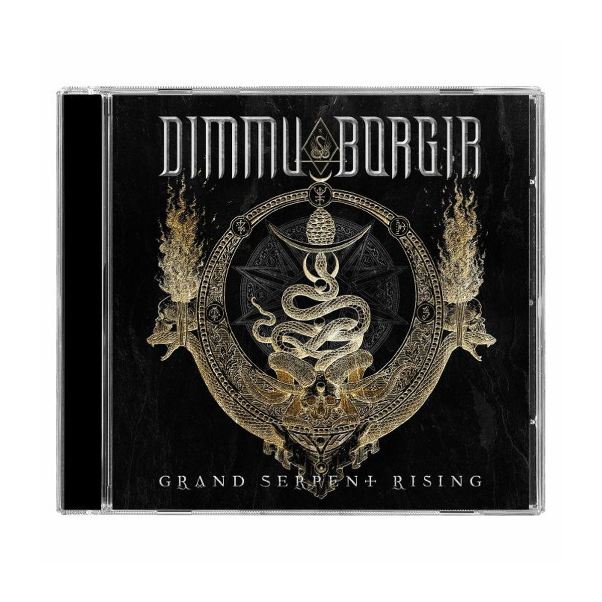 Dimmu Borgir "Grand Serpent Rising" CD case with gold serpent design.