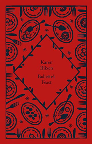 Red book cover with white illustrations of plates and cutlery.