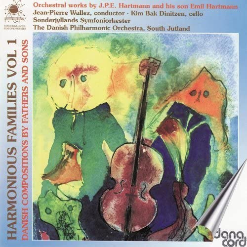 CD cover with abstract figures and a central cello illustration.