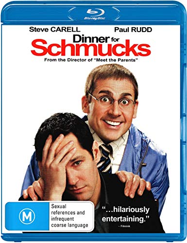 Dinner for Schmucks" Blu-ray cover featuring Steve Carell and Paul Rudd.