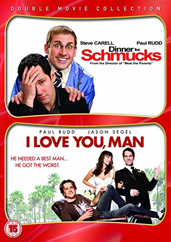 DVD cover for "Dinner For Schmucks" and "I Love You, Man" comedies.