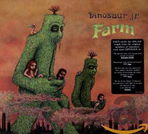 Dinosaur Jr. "Farm" CD cover: green tree-creature with small figures.