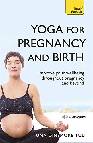 Book cover showing a pregnant woman practicing yoga with text Yoga for Pregnancy and Birth.