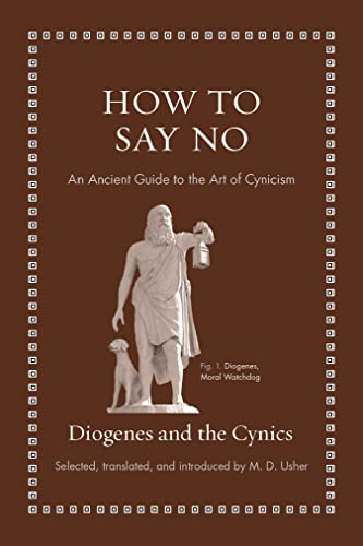 Book cover featuring a statue of Diogenes with a dog, titled “How to Say No.”