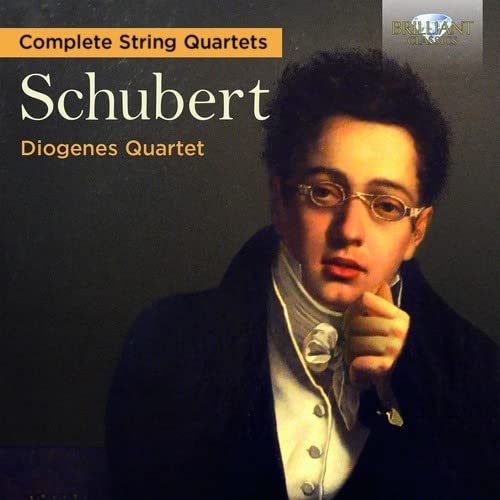 CD cover featuring a portrait of Franz Schubert and text details.