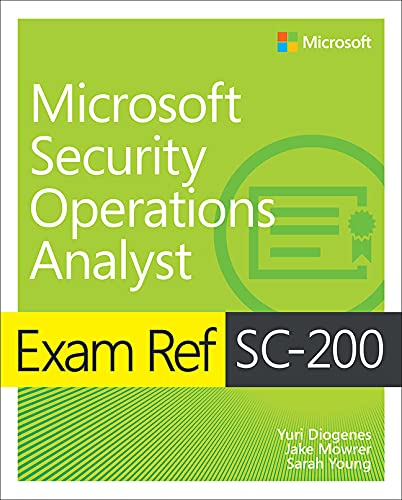 Green book cover with white text: "Microsoft Security Operations Analyst Exam Ref SC-200".