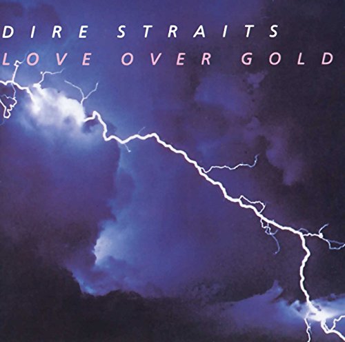 Dire Straits "Love Over Gold" album cover with stormy sky and lightning.