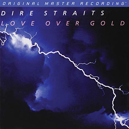 Dire Straits “Love Over Gold” album cover with dramatic lightning strikes.