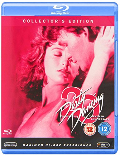 “Dirty Dancing” Blu-ray cover featuring a couple dancing, red background.