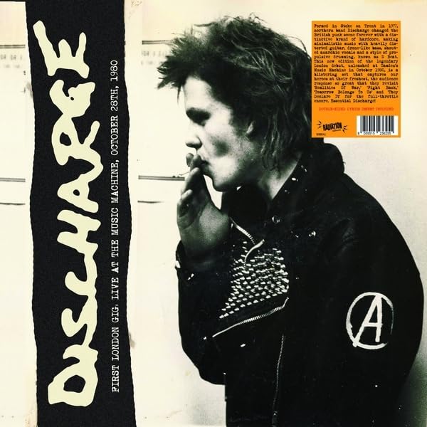 Vinyl record cover for Discharge’s 1980 London gig at The Music Machine.