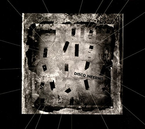 CD cover for “Disco Inferno - In Debt” with distressed, abstract design.