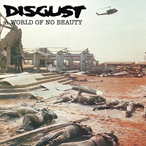 Vinyl record and album cover depicting war-torn landscape and figures.
