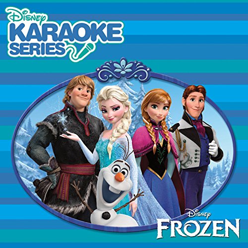 Frozen characters Anna, Elsa, Kristoff, and Olaf on a karaoke CD cover.