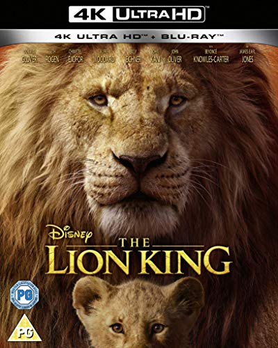 Blu-ray cover for Disney’s The Lion King featuring a lion and cub.