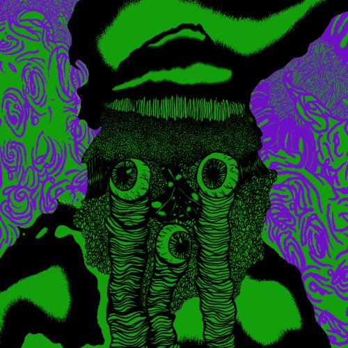 CD cover with surreal illustration of eyes and hands in green and purple.