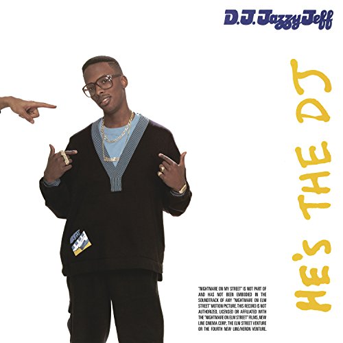 "Album cover with man pointing to himself, text 'D.J. Jazzy Jeff' and 'He's the DJ'."