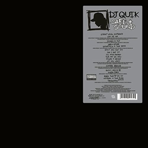DJ Quik “Safe + Sound” vinyl record cover, back view with tracklist.